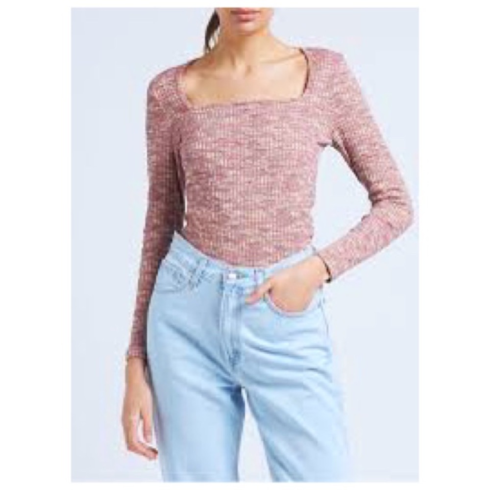 Shein : size : S : confetti pink space-dye patterned ruched long sleeve crop top